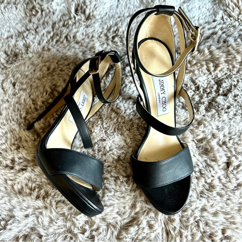 Jimmy Choo black strap heels
